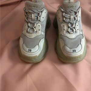 Balenciaga Triple S Gray and Cream Sneakers